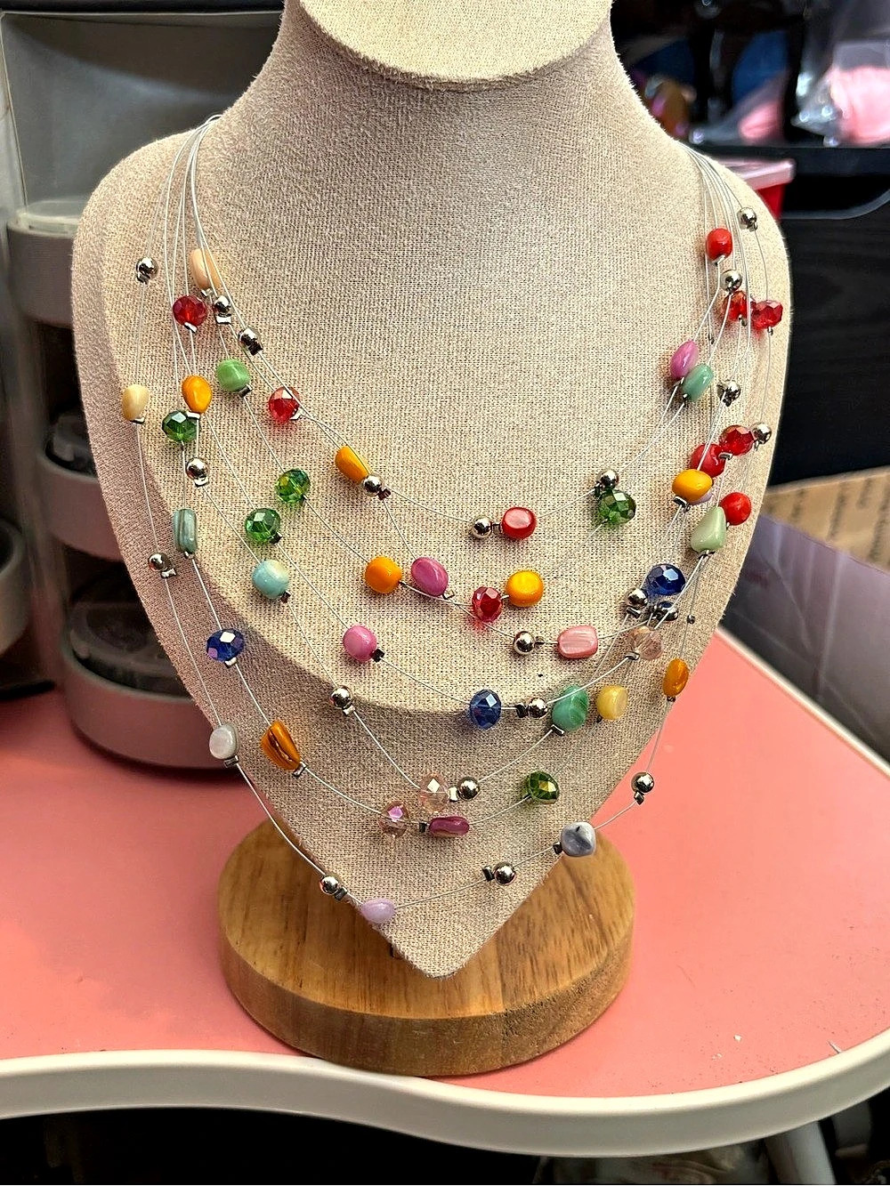 Multicolor Floating Beaded Layered Necklace